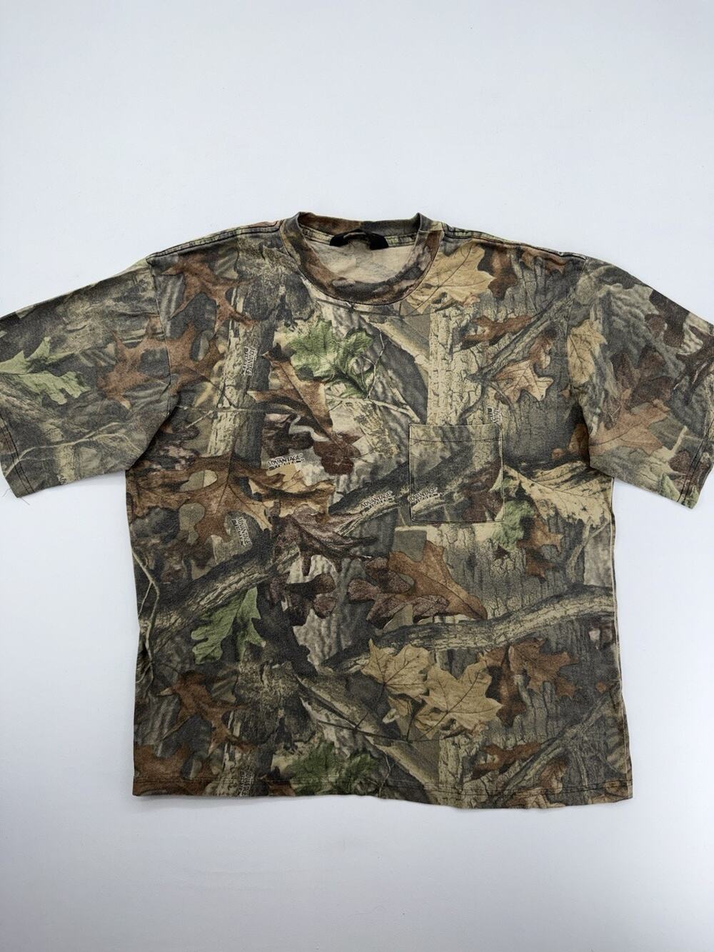 Vintage Mens Liberty Realtree Hardwoods Camo Pocket T-Shirt Sz XLarge